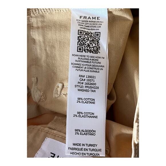 Frame Shorts High Waist patch pockets utility tan size 25 - Picture 4 of 6